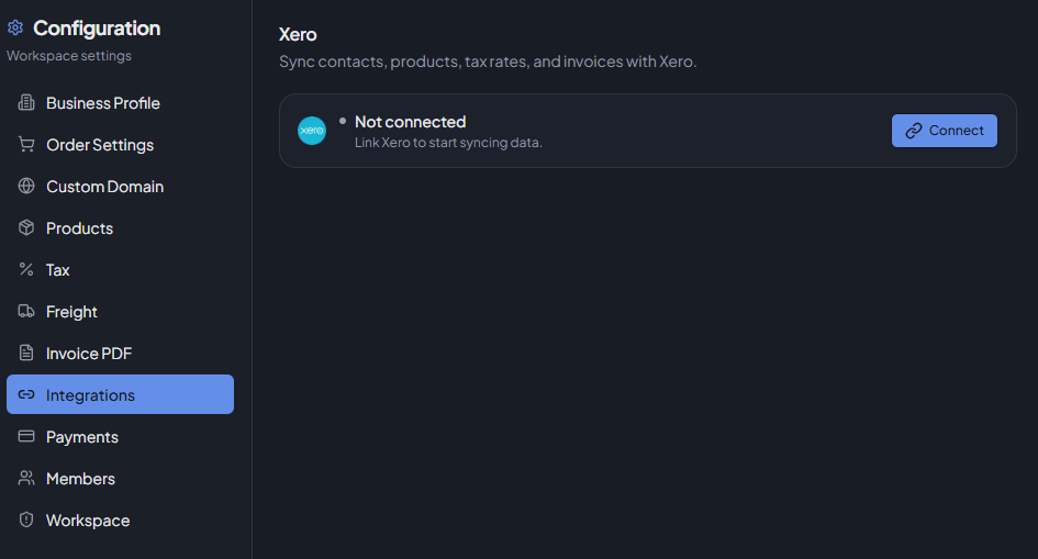 Integrations tab
