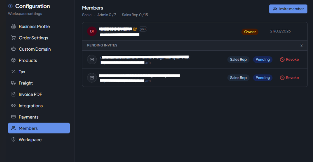 Members tab